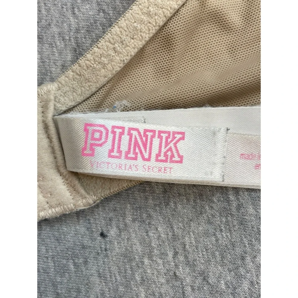 Victorias Secret PINK Bra Womens 32DD Beige Wear Everywhere Super Push Up